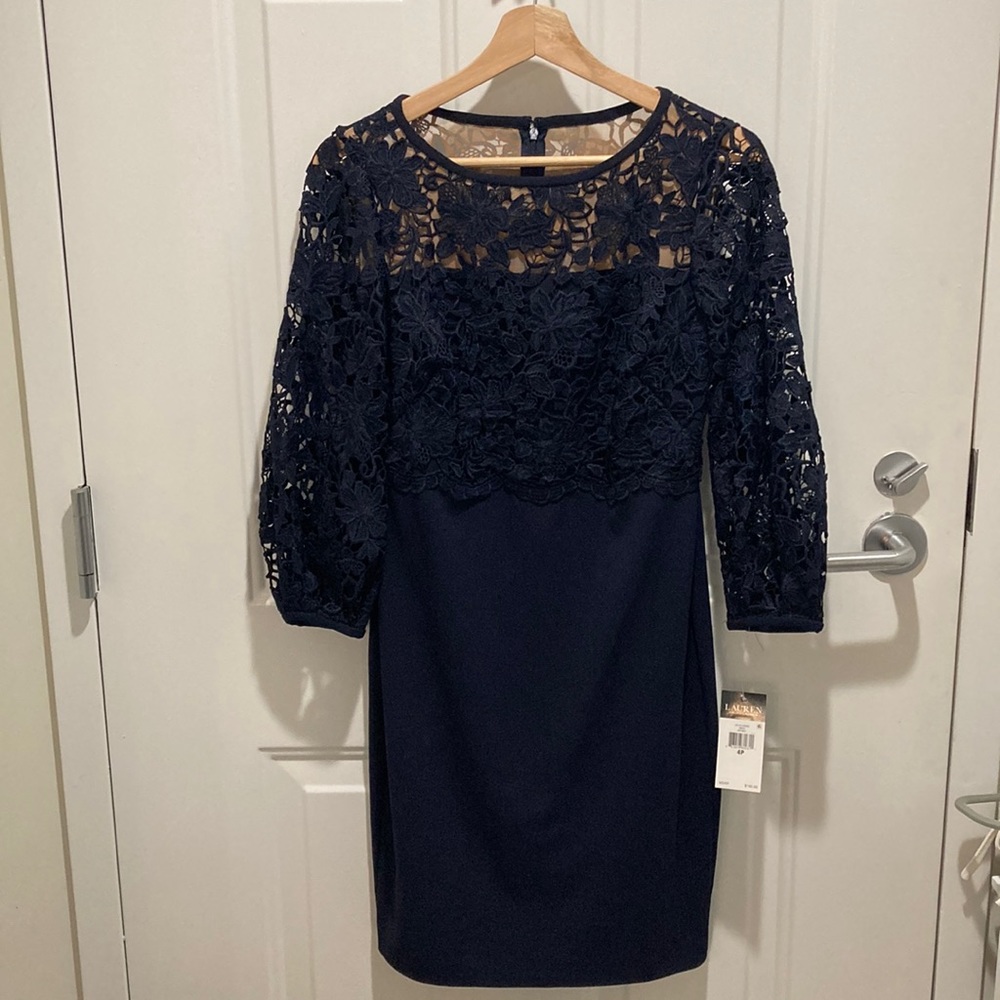 NWT Lauren Ralph Lauren navy dress